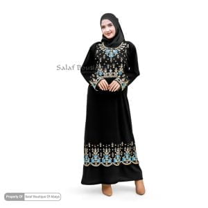 Abaya Bordir Bunga Biru Original by Salaf Boutique Of Abaya